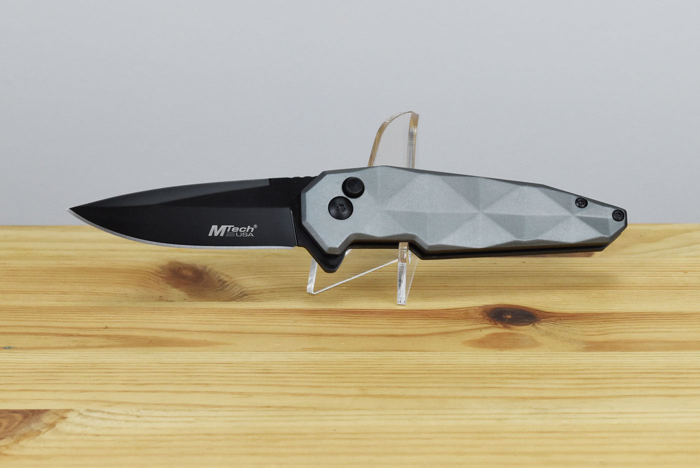 MTech MT1119 Button Lock Folding Blade (Gray Handle)