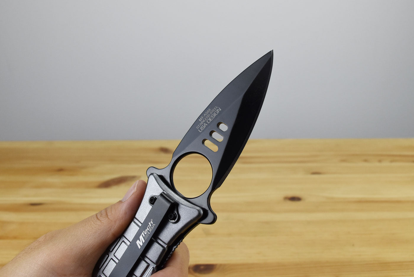 MTech MTA588 Grenade Linerlock Assisted Folding Blade (Gray Handle)
