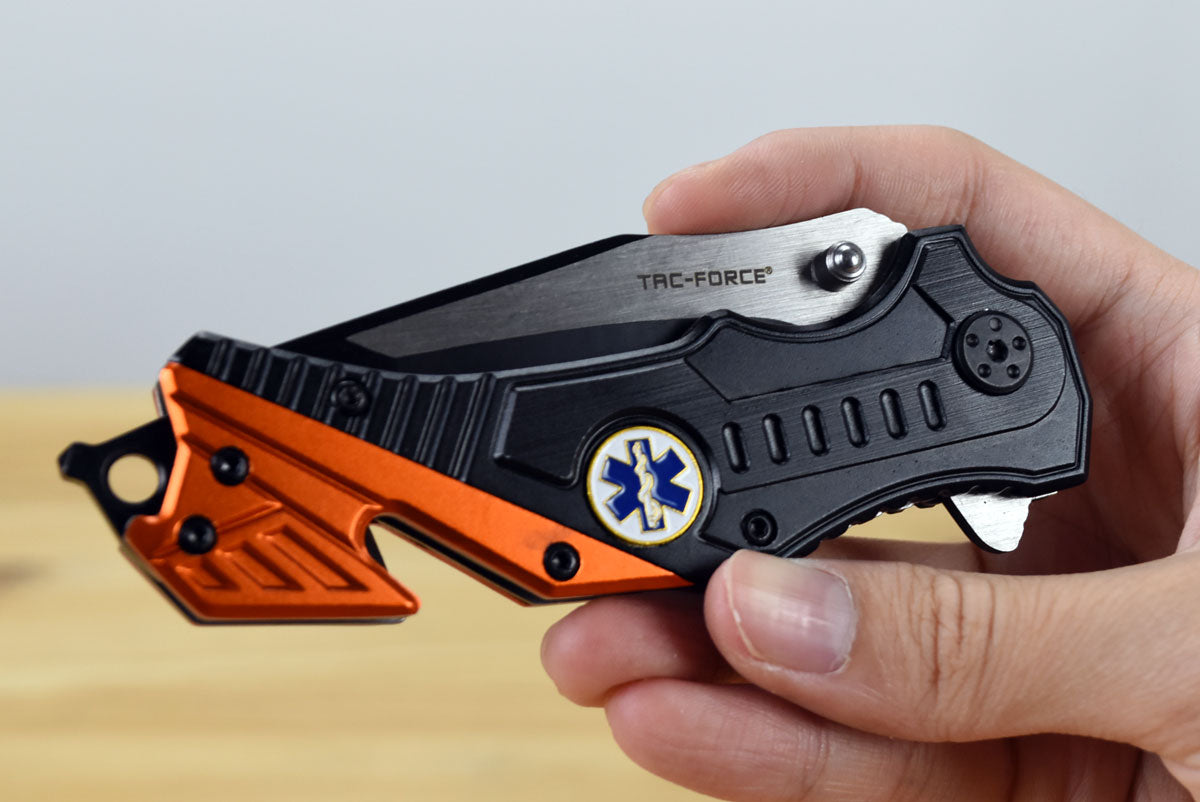 Tac Force 640 Assisted EDC Folding Knife (Black and Orange Aluminum Handle)