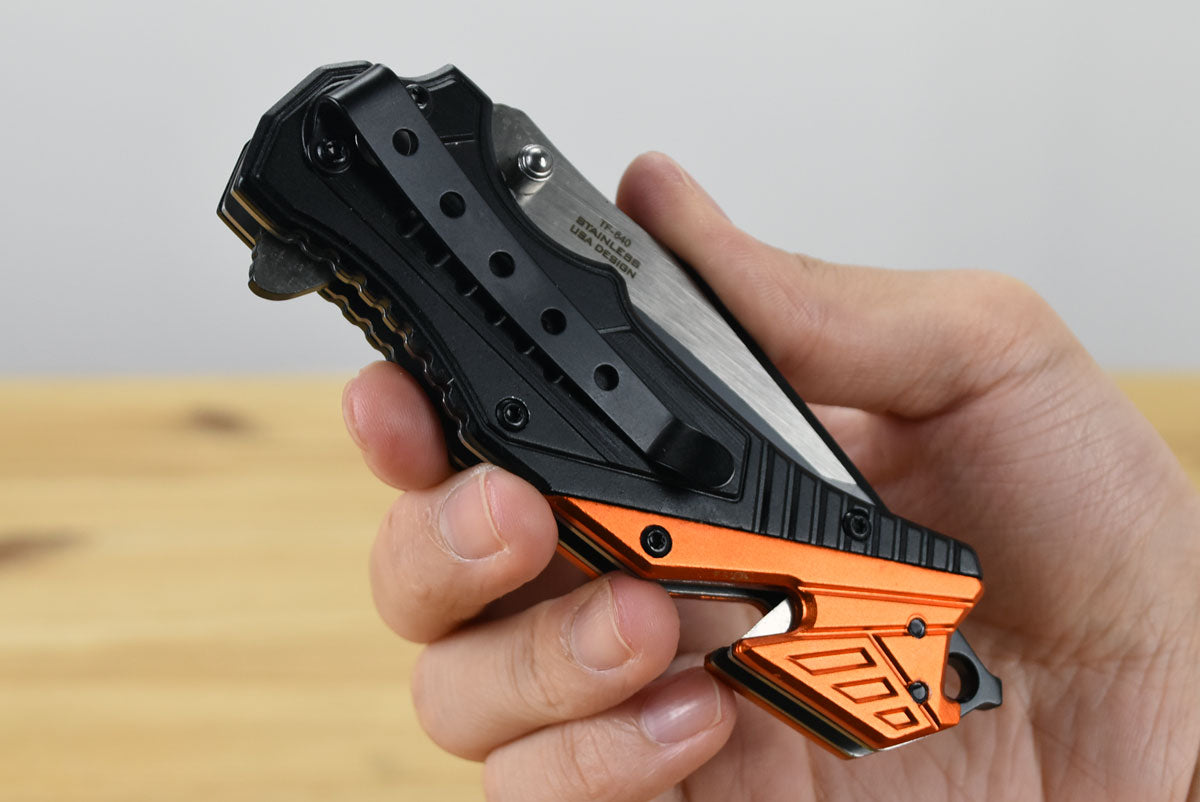 Tac Force 640 Assisted EDC Folding Knife (Black and Orange Aluminum Handle)