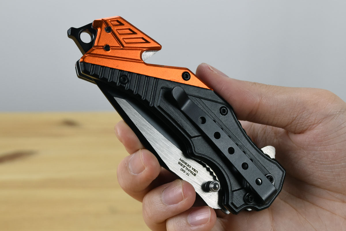 Tac Force 640 Assisted EDC Folding Knife (Black and Orange Aluminum Handle)