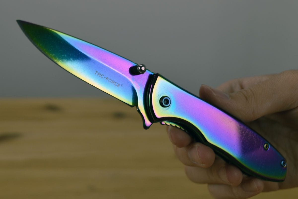 Tac Force 573 Assisted EDC Folding Knife (Rainbow Handle)
