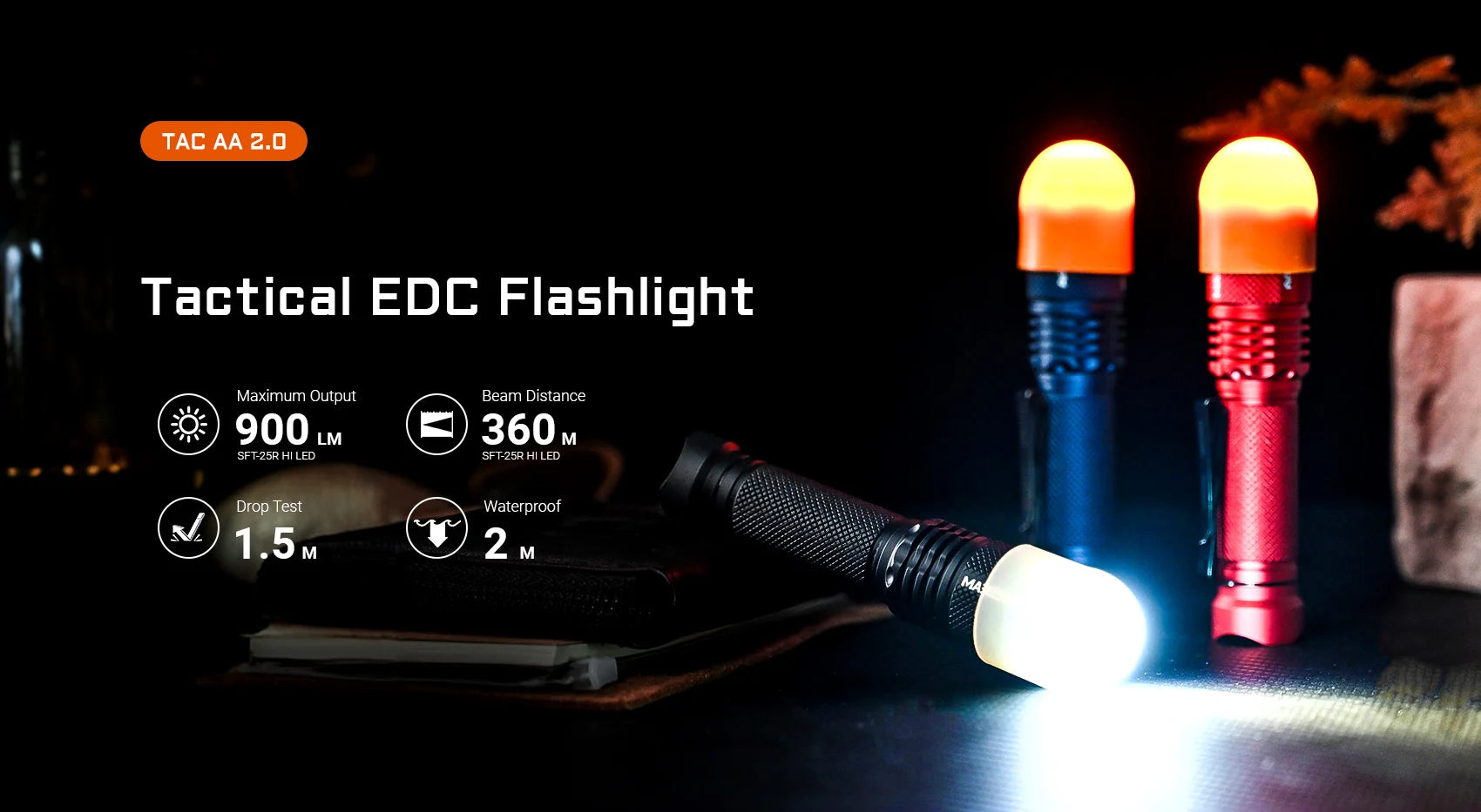 Acebeam TAC AA 2.0 Rechargeable Flashlight (900 Lumens) (2 Versions)