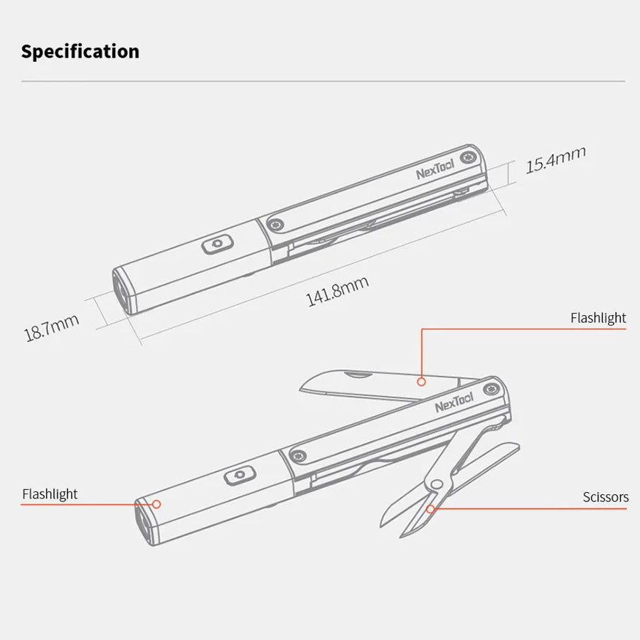 NexTool NE20026 3-In-1 Pen-Shaped Flashlight N1 Multitool