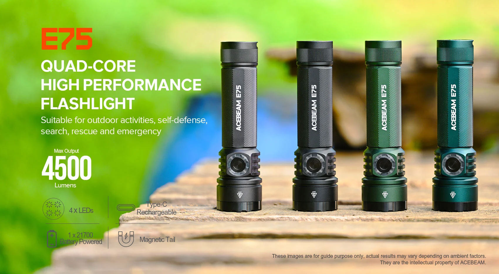 Acebeam E75 Flashlight (4500 Lumens) (4 Versions)
