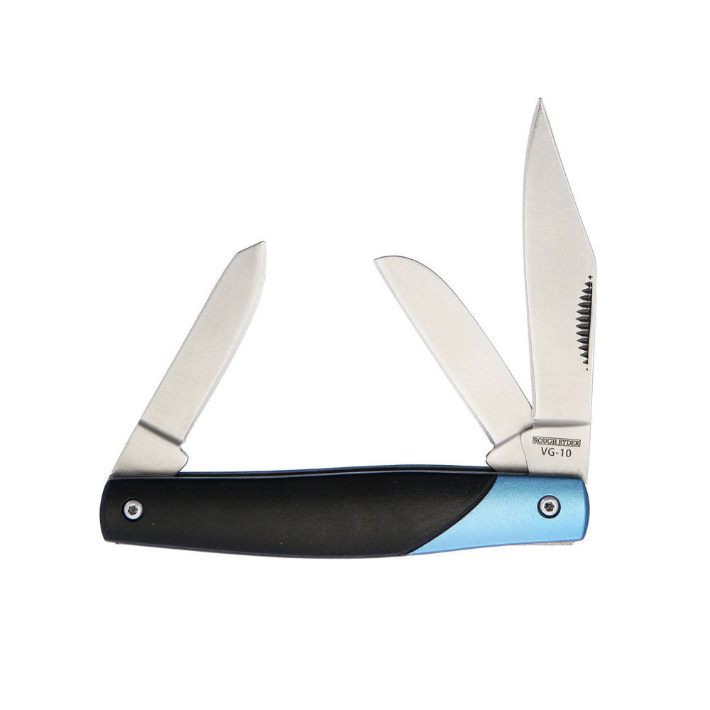 Rough Ryder 2102 Stockman VG-10 (Black/Blue Aluminum)