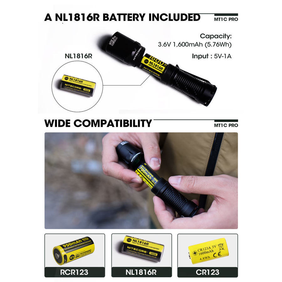 Nitecore MT1C Pro Rechargeable Flashlight (1000 Lumens)