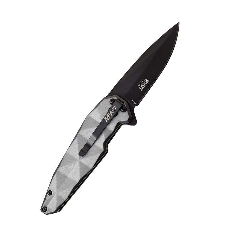 MTech MT1119 Button Lock Folding Blade (Gray Handle)