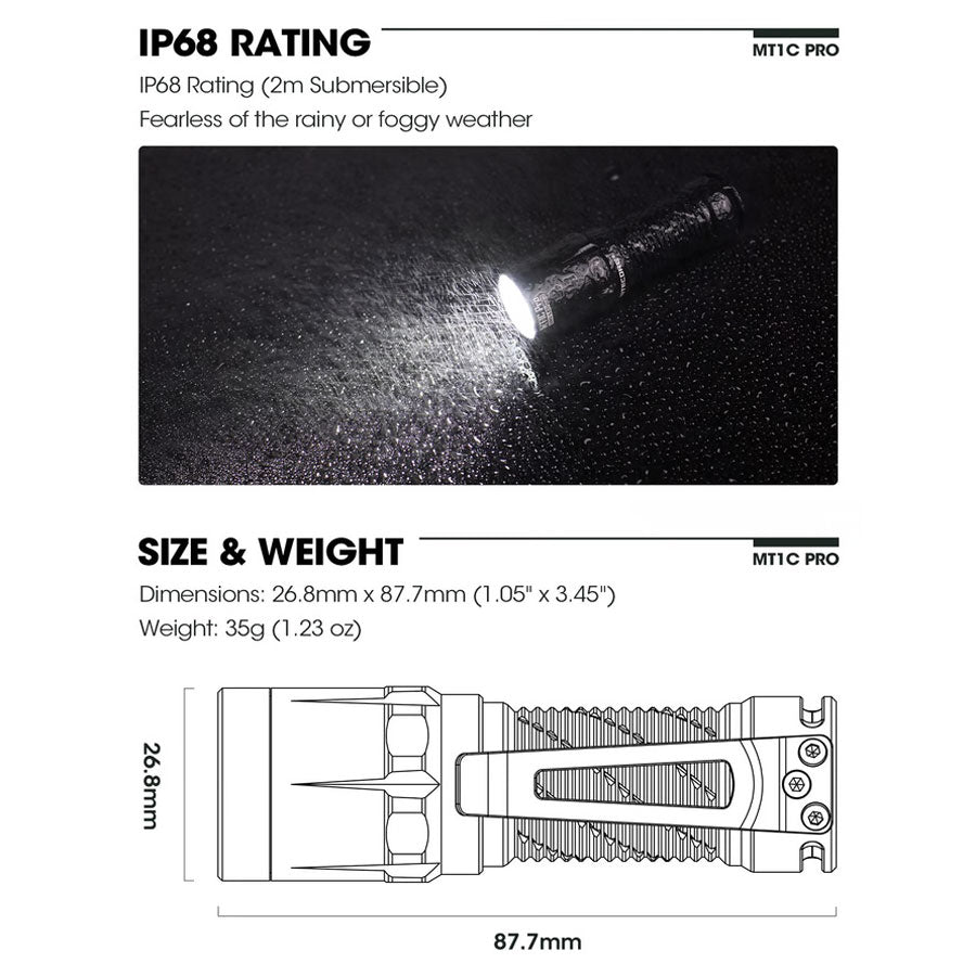 Nitecore MT1C Pro Rechargeable Flashlight (1000 Lumens)