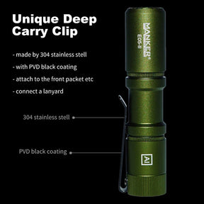 Manker E05 II EDC Rechargeable Flashlight (Army Green) (2 Versions)