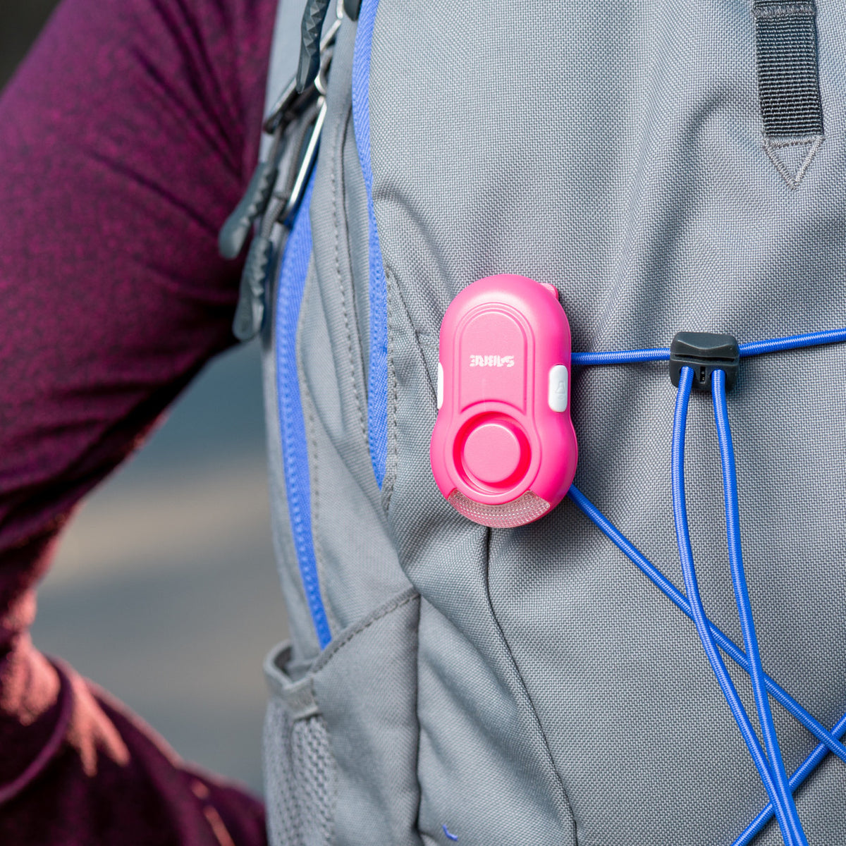 SABRE Personal Alarm With LED Safety Light (2-in-1 Clip-On / Pink)