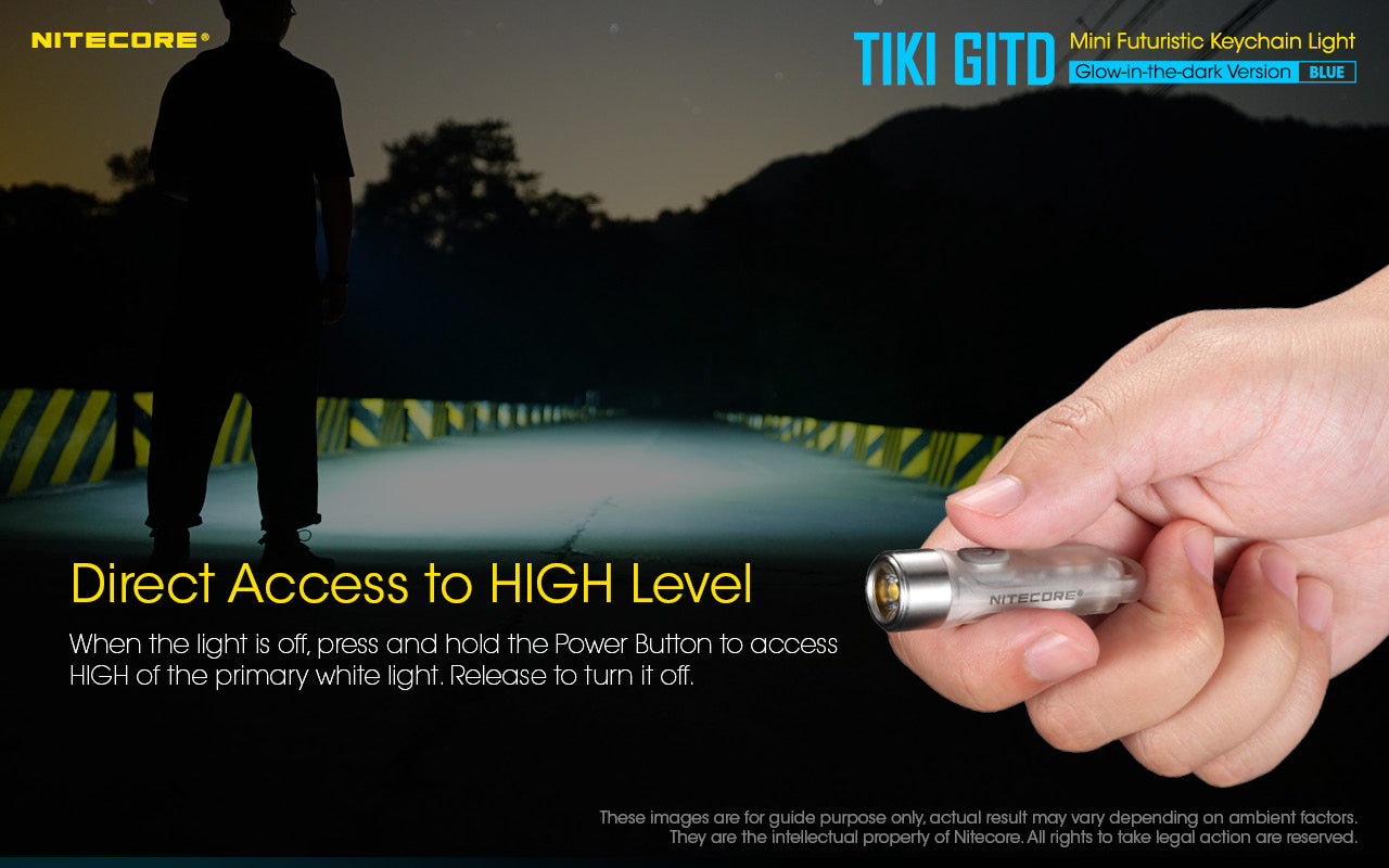Nitecore TIKI GITD Blue Keychain Rechargeable Flashlight (300 Lumens)