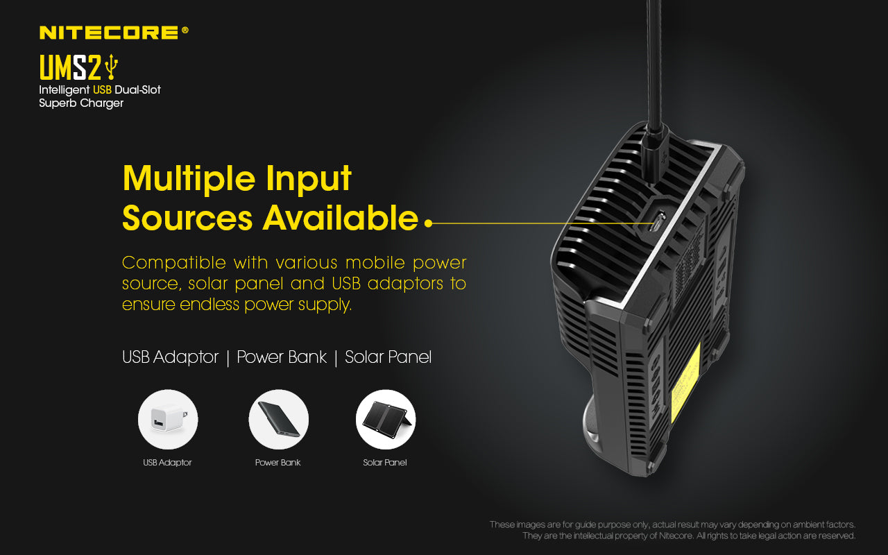 Nitecore UMS2 Intelligent USB Dual-Slot Superb Battery Charger