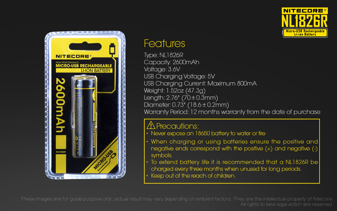 Nitecore Battery 18650 NL1826R - Thomas Tools