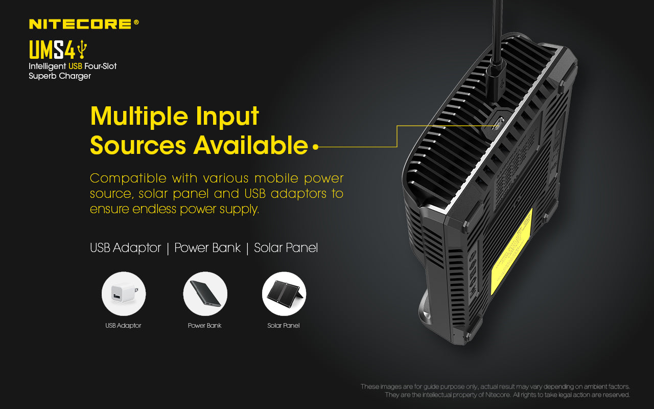 Nitecore UMS4 Intelligent USB Four-Slot Superb Battery Charger