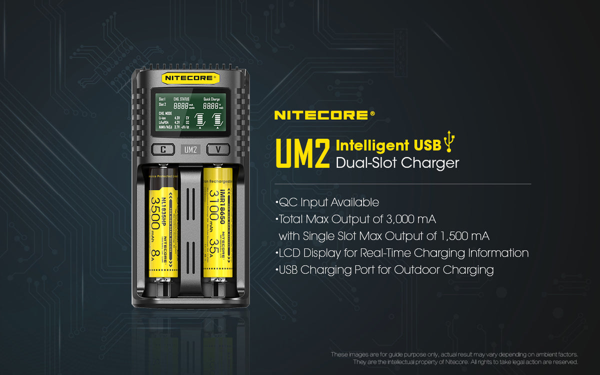Nitecore UM2 Intelligent USB Dual-Slot Battery Charger - Thomas Tools