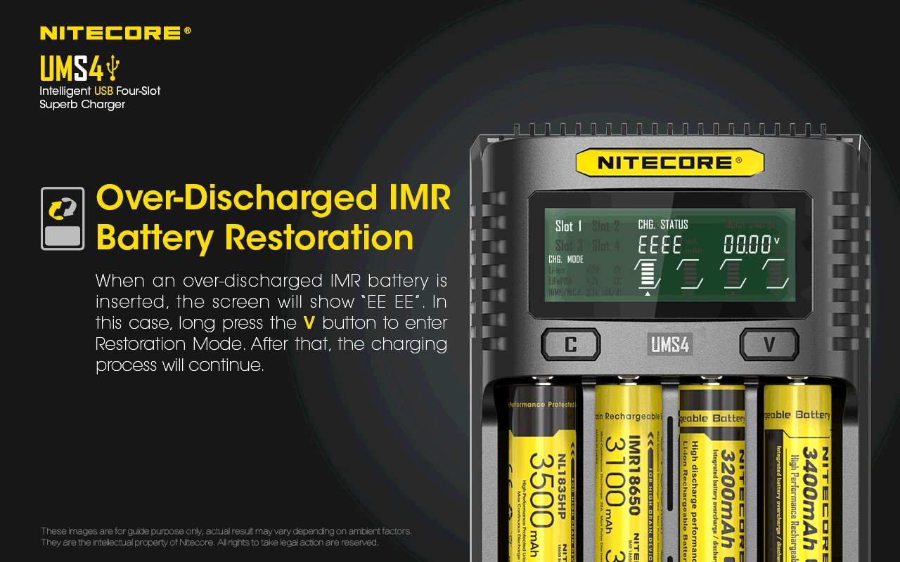 Nitecore UMS4 Intelligent USB Four-Slot Superb Battery Charger