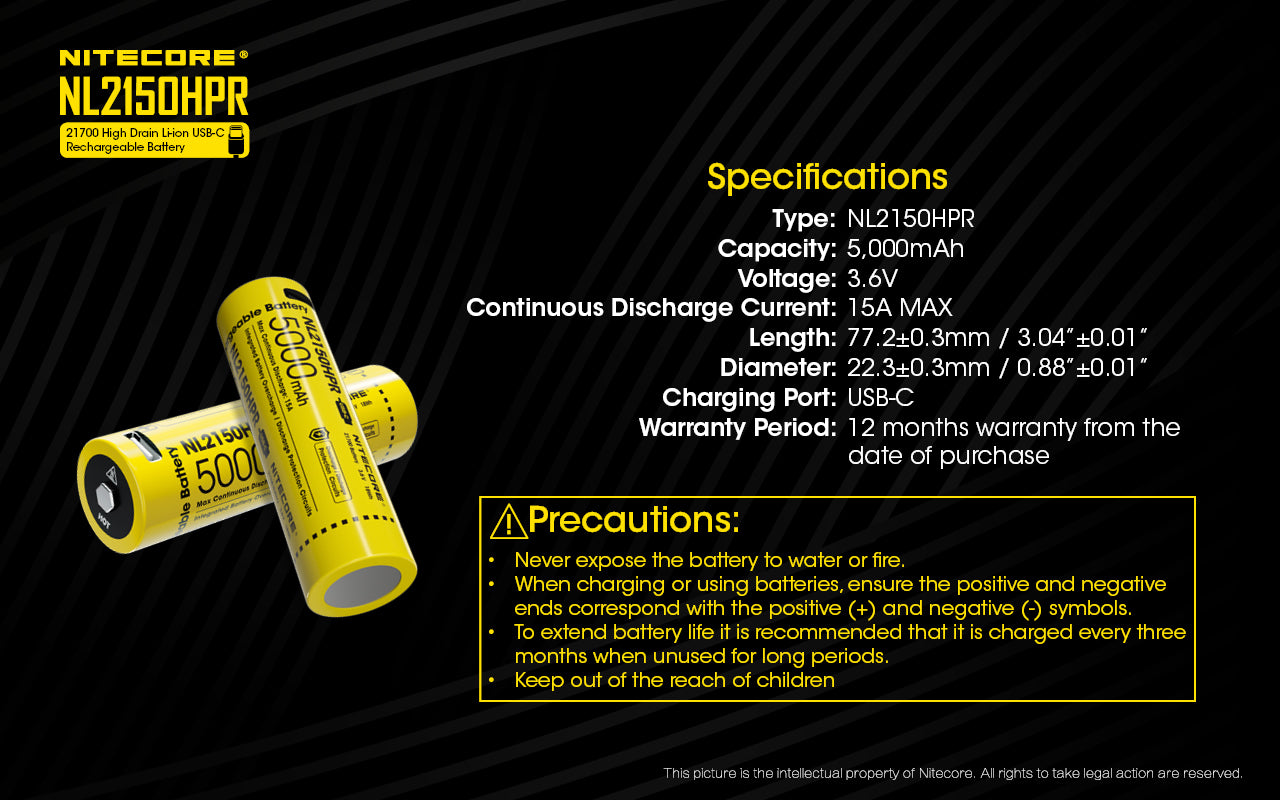 Nitecore Battery 21700 NL2150HPR