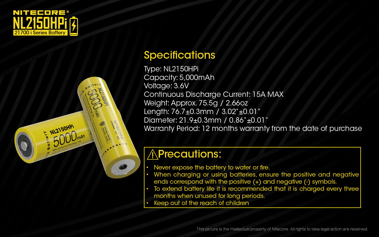 Nitecore Battery 21700 NL2150HPi