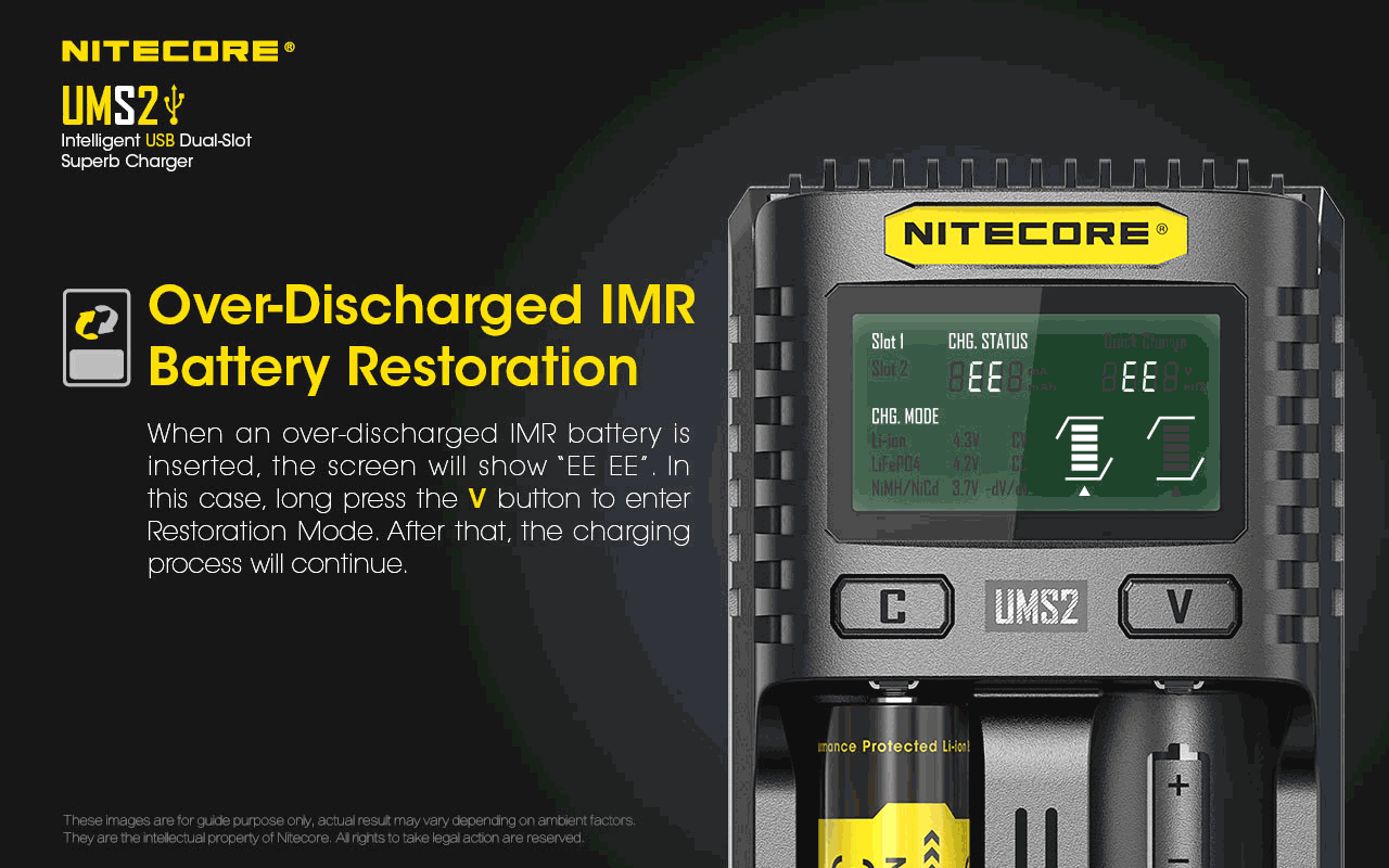Nitecore UMS2 Intelligent USB Dual-Slot Superb Battery Charger