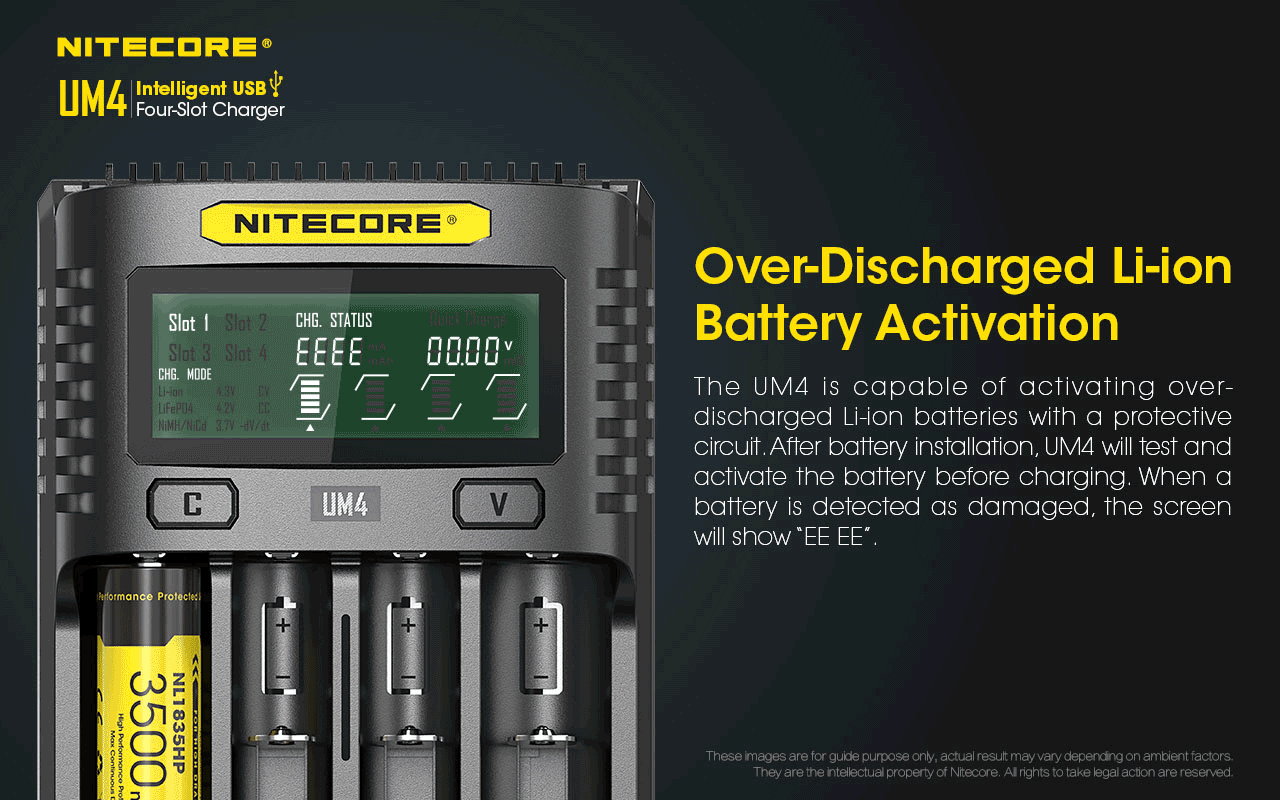 Nitecore UM4 Intelligent USB Four-Slot Battery Charger - Thomas Tools