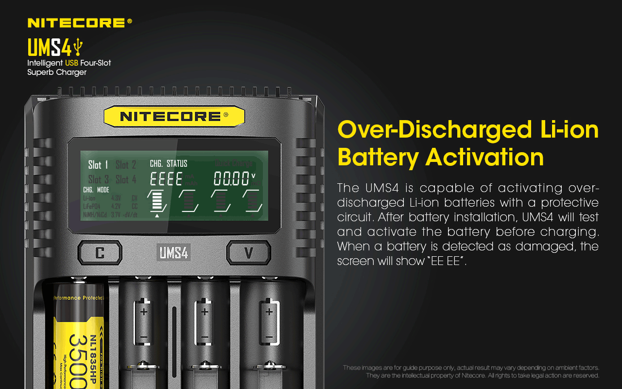Nitecore UMS4 Intelligent USB Four-Slot Superb Battery Charger
