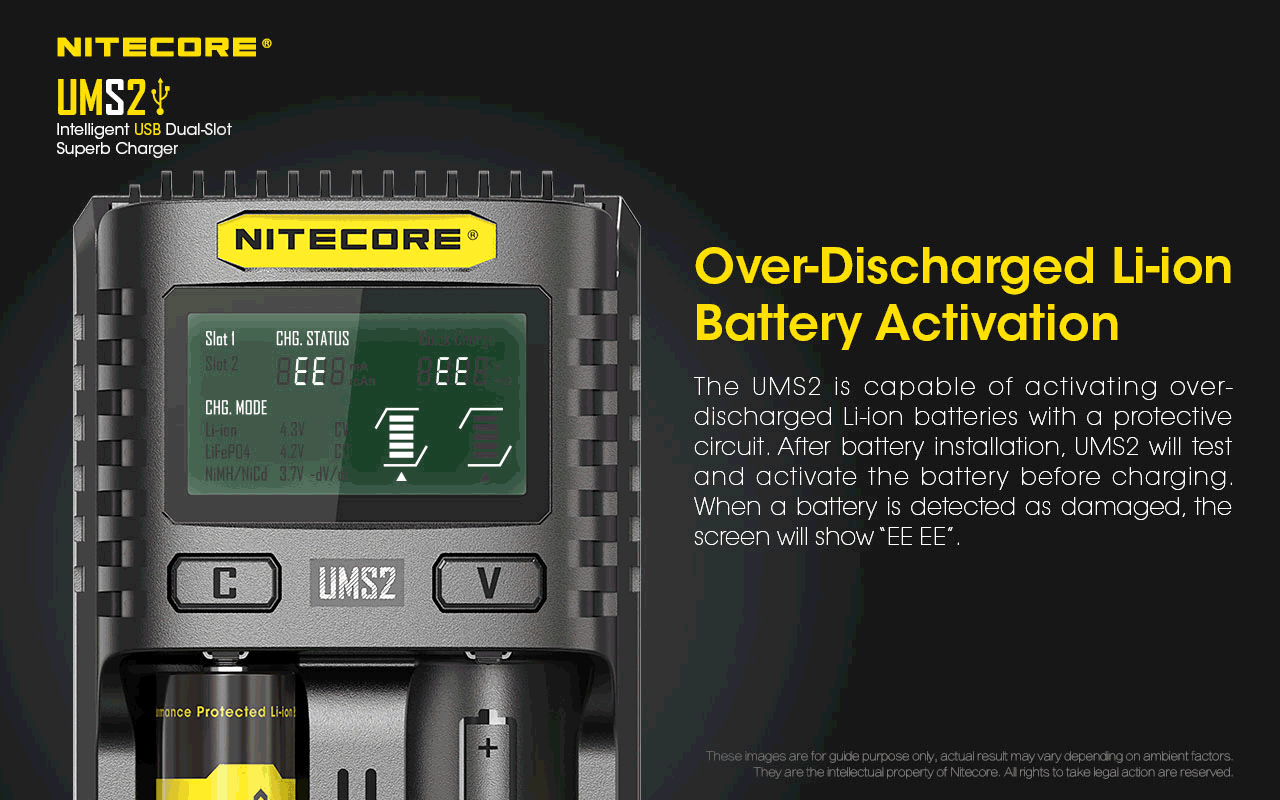 Nitecore UMS2 Intelligent USB Dual-Slot Superb Battery Charger