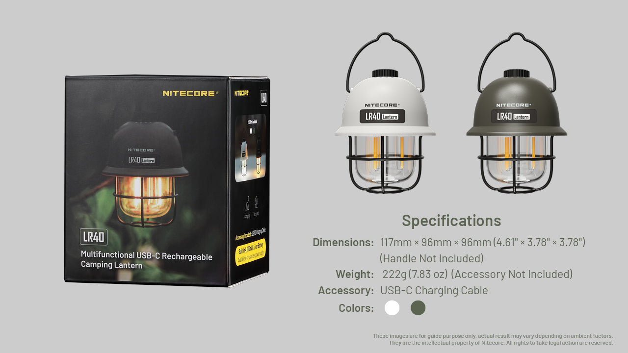 Nitecore LR40 Multifunctional Rechargeable Camping Lantern (100 Lumens) (2 Versions)