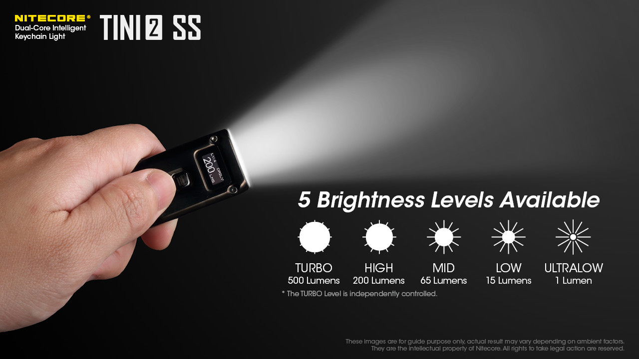 Nitecore TINI 2 SS Keychain Rechargeable Flashlight (500 Lumens)