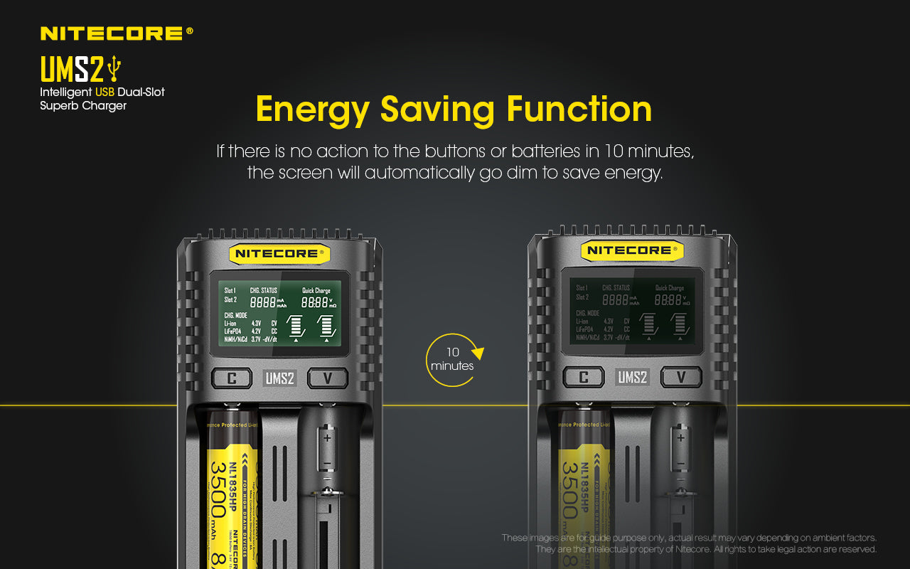 Nitecore UMS2 Intelligent USB Dual-Slot Superb Battery Charger