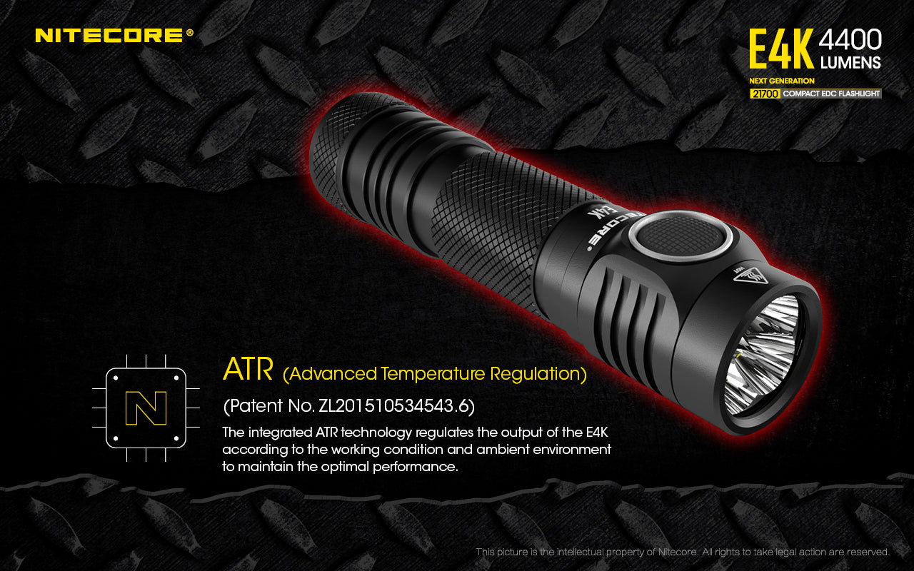 Nitecore E4K Rechargeable Flashlight (4400 Lumens)