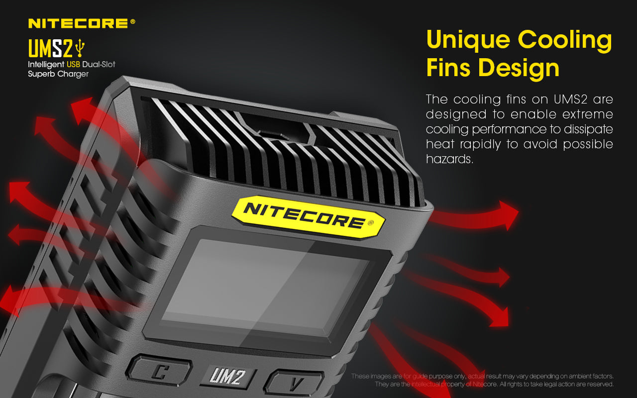 Nitecore UMS2 Intelligent USB Dual-Slot Superb Battery Charger