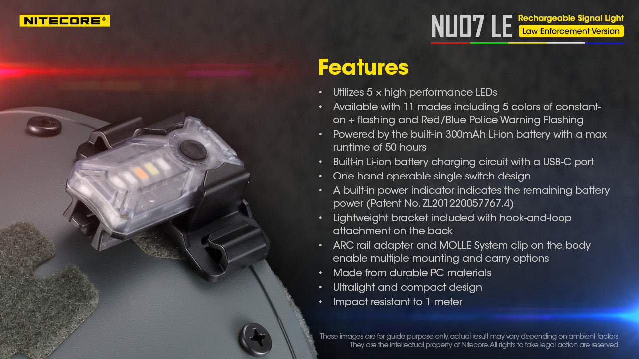 Nitecore NU07LE Mini Helmet Signal Safety Light (15 Lumens)