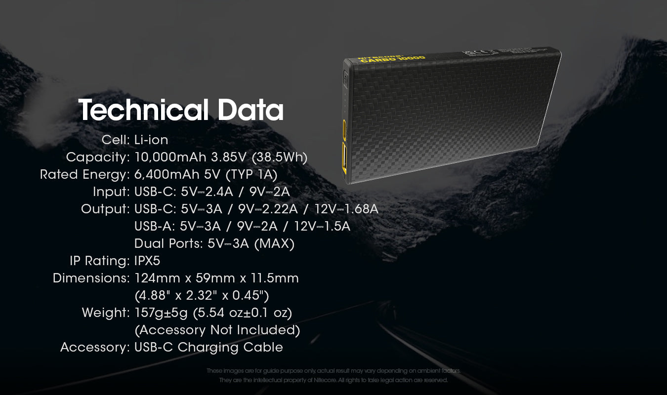 Nitecore Carbo 10000 Lightweight Carbon Fibre Power Bank