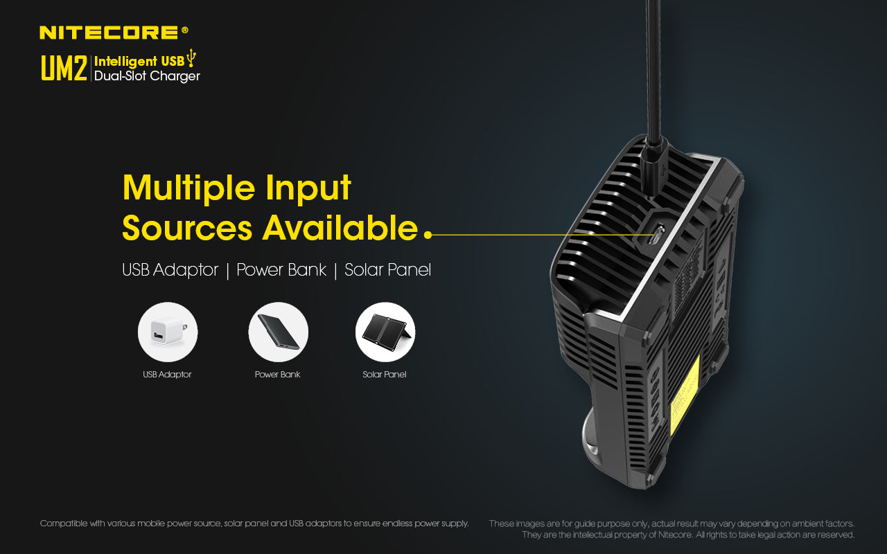 Nitecore UM2 Intelligent USB Dual-Slot Battery Charger - Thomas Tools