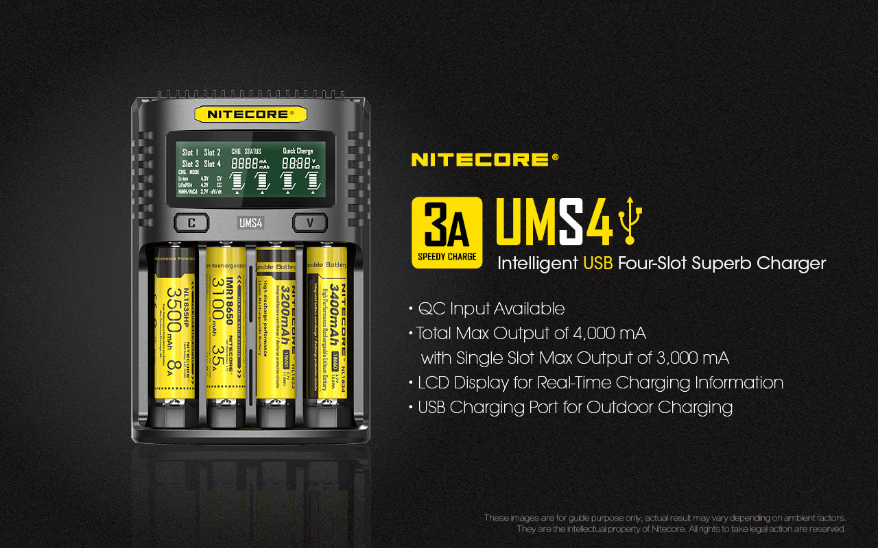 Nitecore UMS4 Intelligent USB Four-Slot Superb Battery Charger