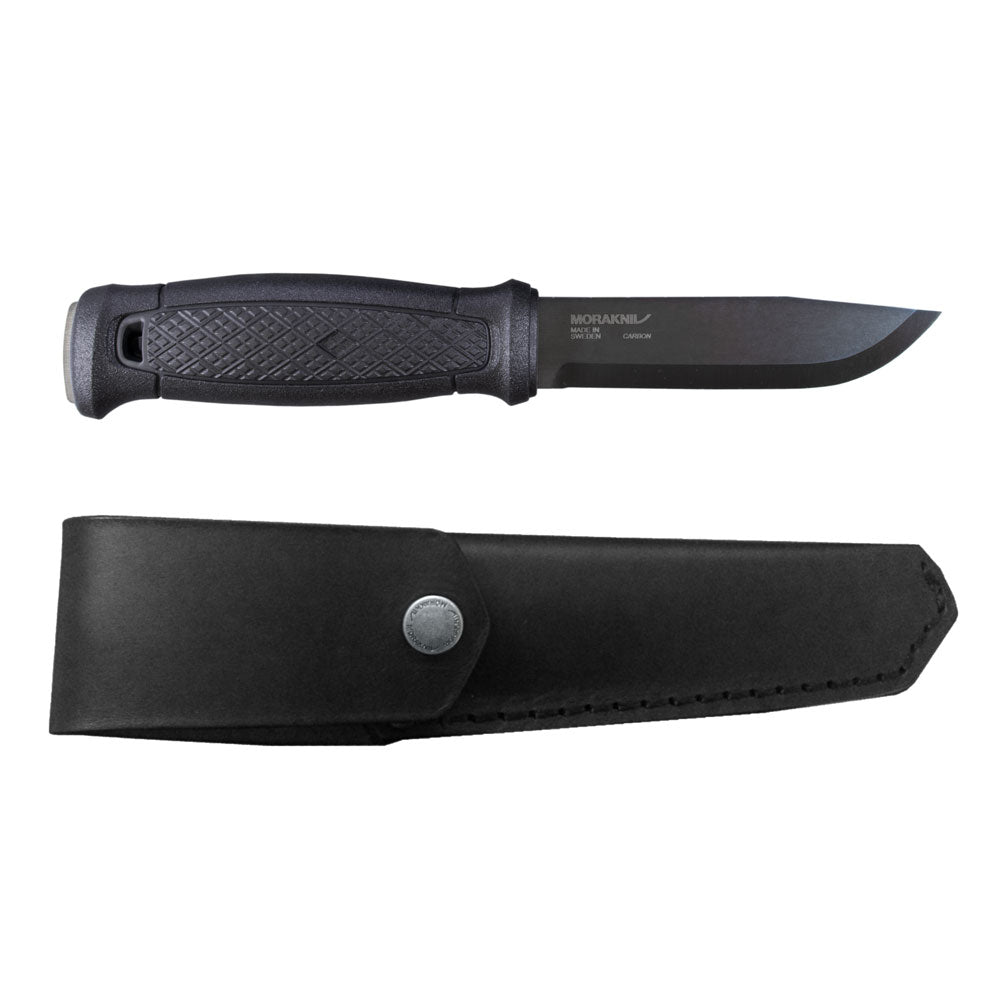 Morakniv Garberg (C) Black Blade Bushcraft Knife (Leather Sheath)