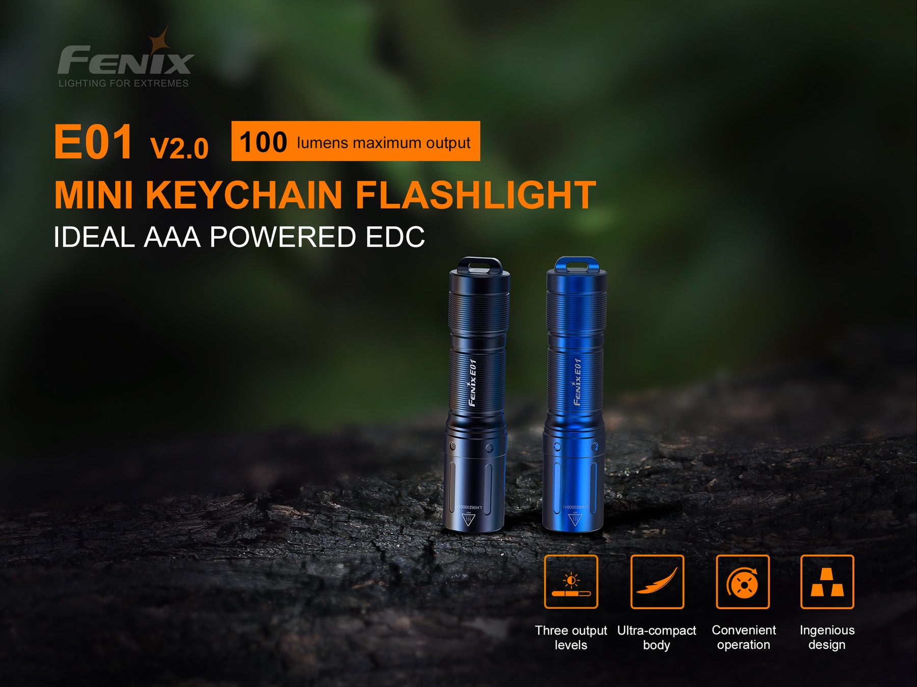 Fenix E01 V2.0 Keychain Flashlight (100 Lumens) (2 Versions)
