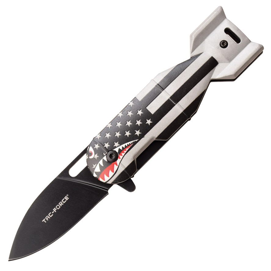 Tac Force 1039 WWII Black Shark Flag Assisted EDC Folding Knife (Flag)