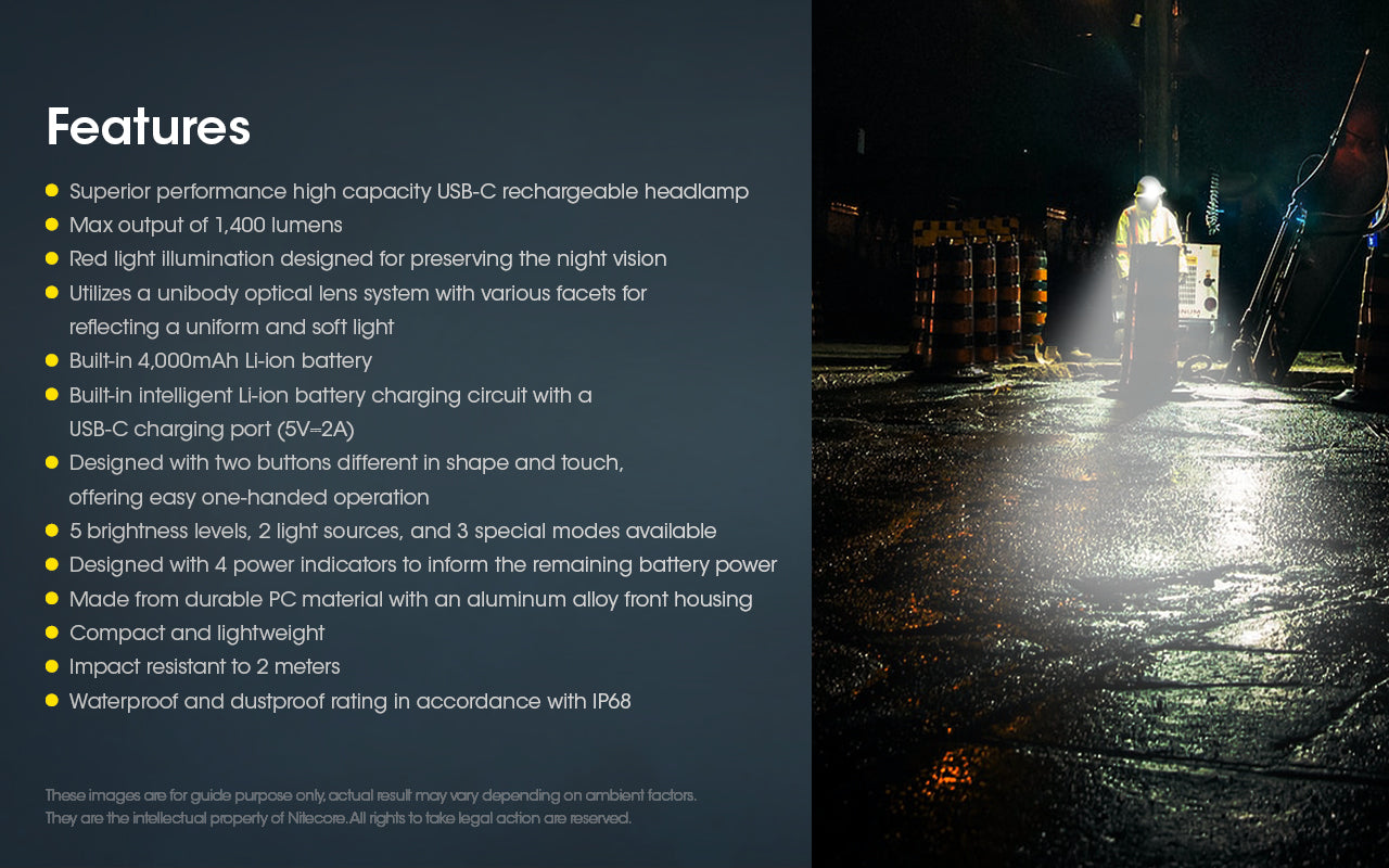 Nitecore NU50 Spotlight + Floodlight Rechargeable Headlamp (1400 Lumens)