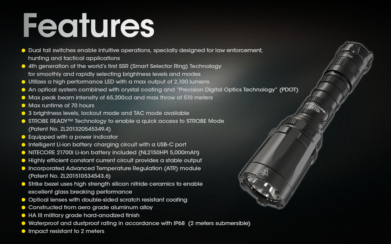 Nitecore SRT6i LED Rechargeable Flashlight (2100 Lumens)