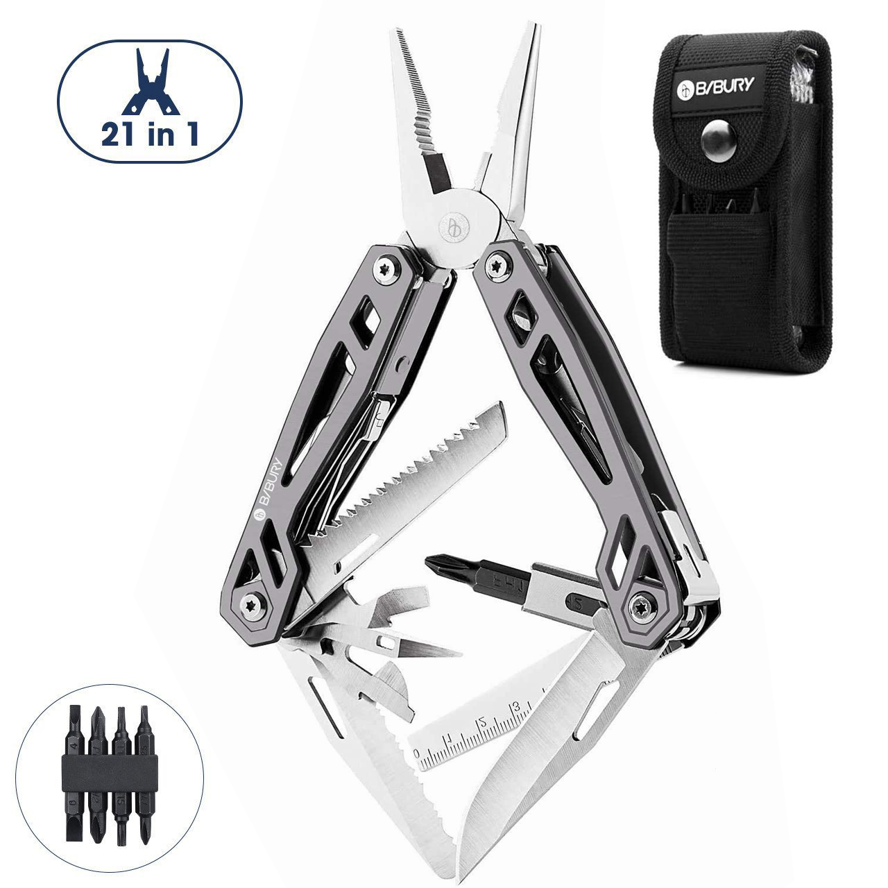 Bibury Plier Multitool (21-in-1) Titanium Finish