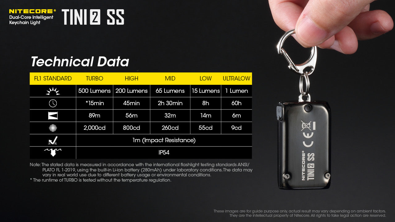 Nitecore TINI 2 SS Keychain Rechargeable Flashlight (500 Lumens)