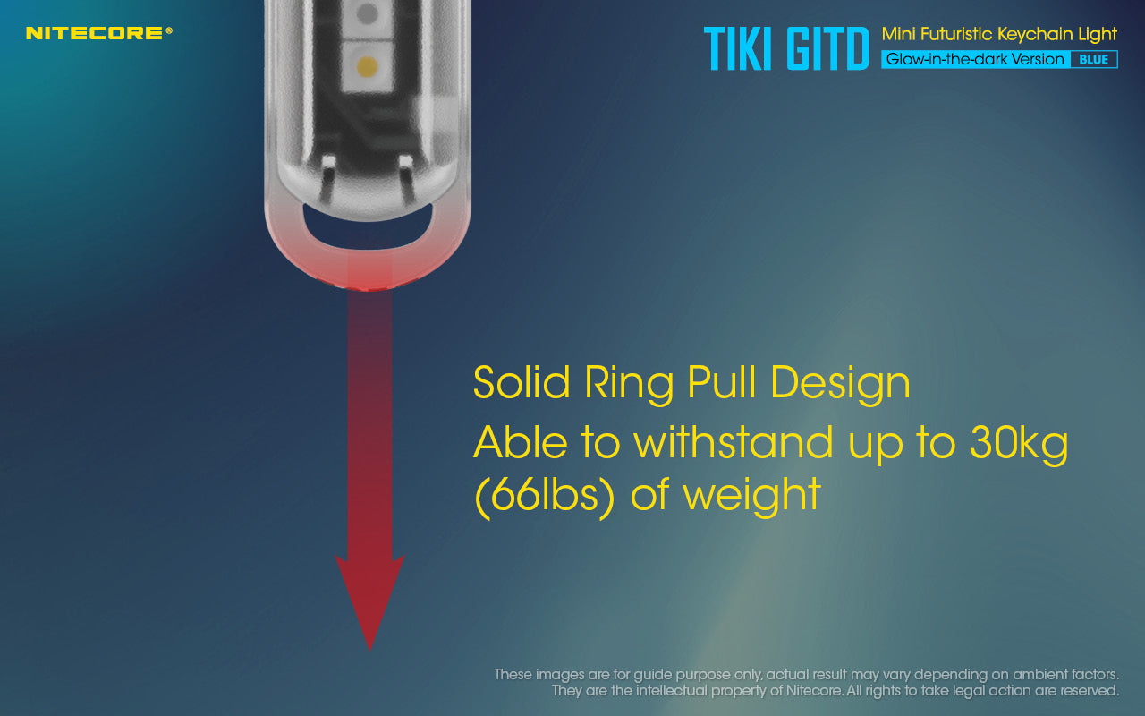 Nitecore TIKI GITD Blue Keychain Rechargeable Flashlight (300 Lumens)