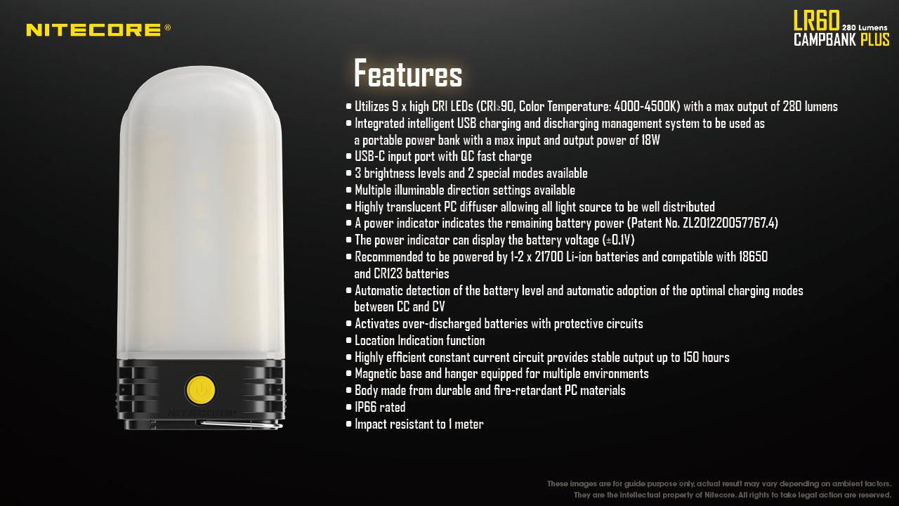 Nitecore LR60 Campbank Plus Camping Lantern (280 Lumens)