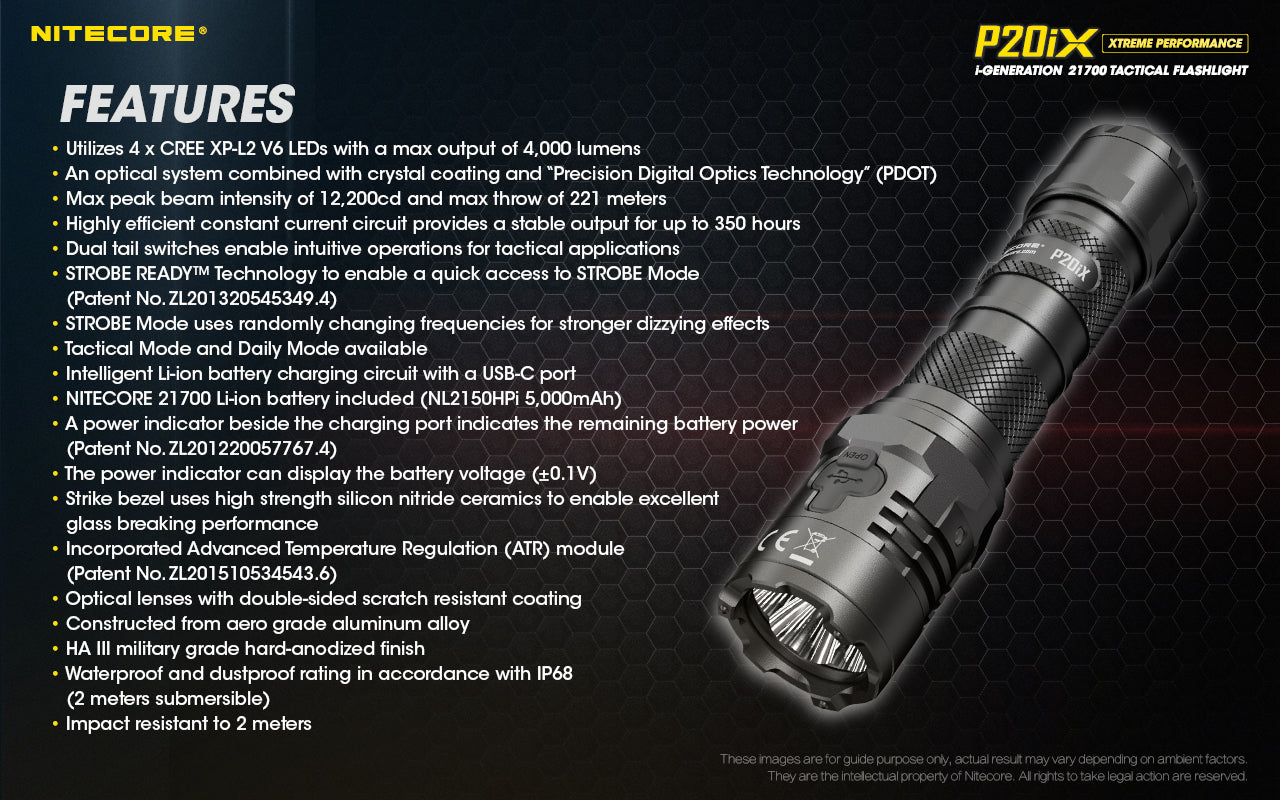 Nitecore P20iX USB Rechargeable LED Flashlight (4000 Lumens)