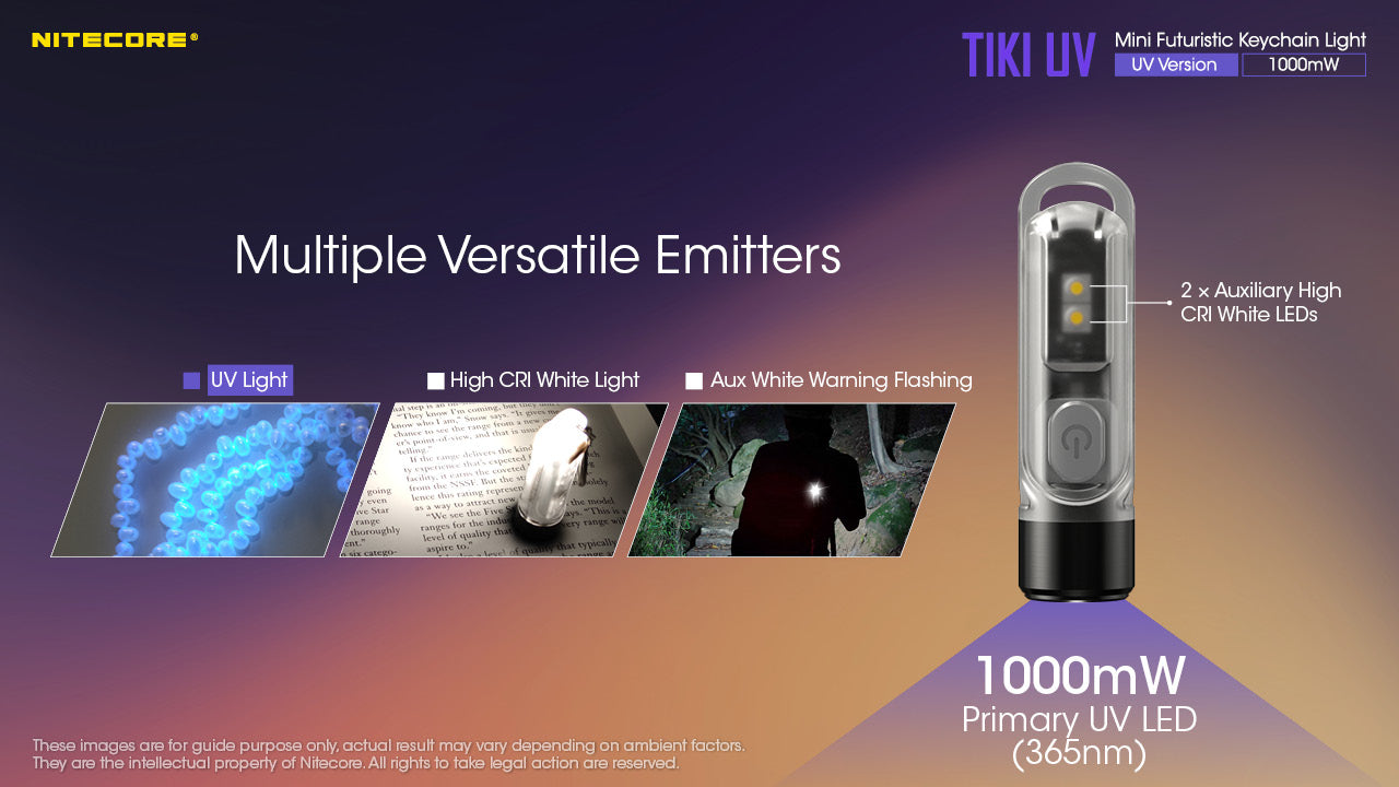 Nitecore TIKI UV & HCRI White LED Rechargeable Flashlight
