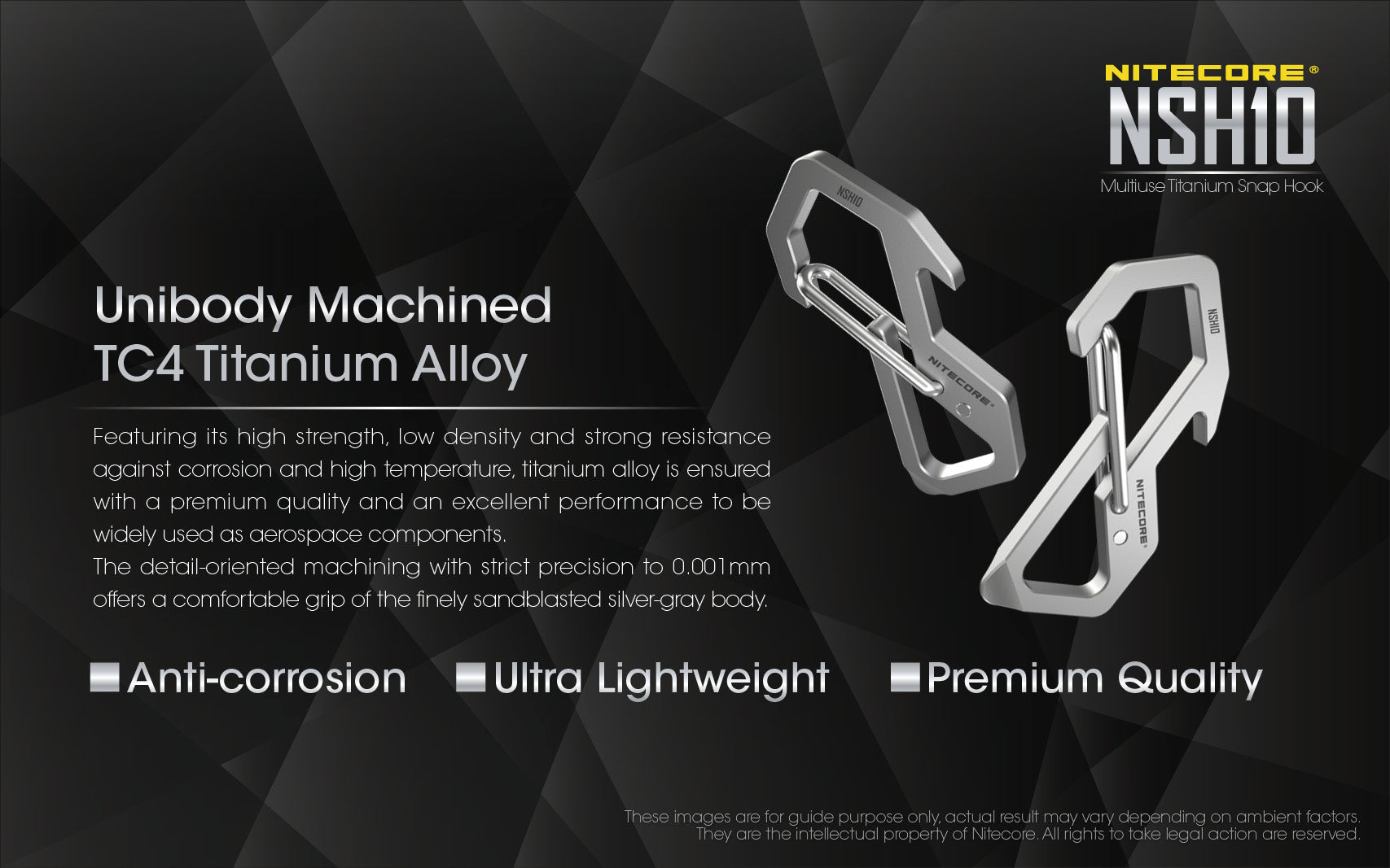 Nitecore Accessory NSH10 Multiuse Titanium Snap Hook Carabiner