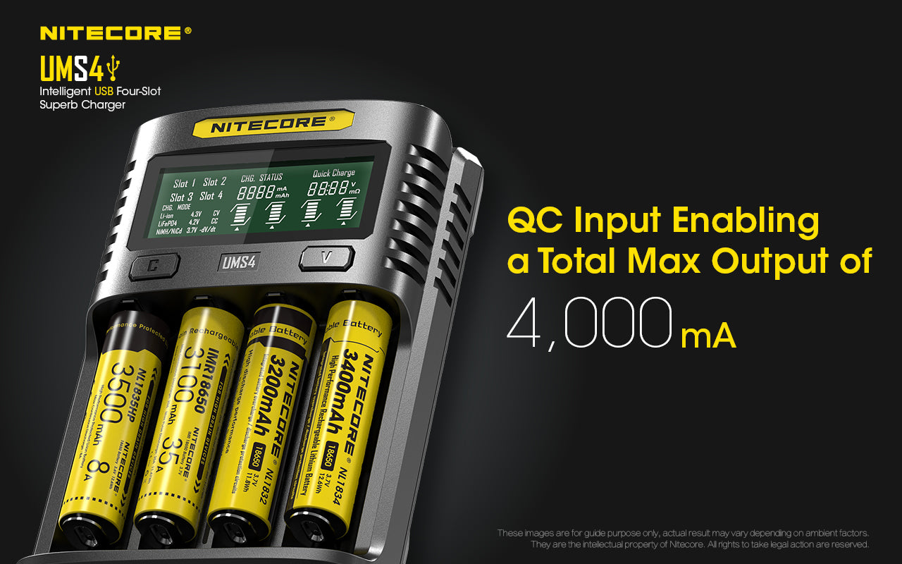 Nitecore UMS4 Intelligent USB Four-Slot Superb Battery Charger