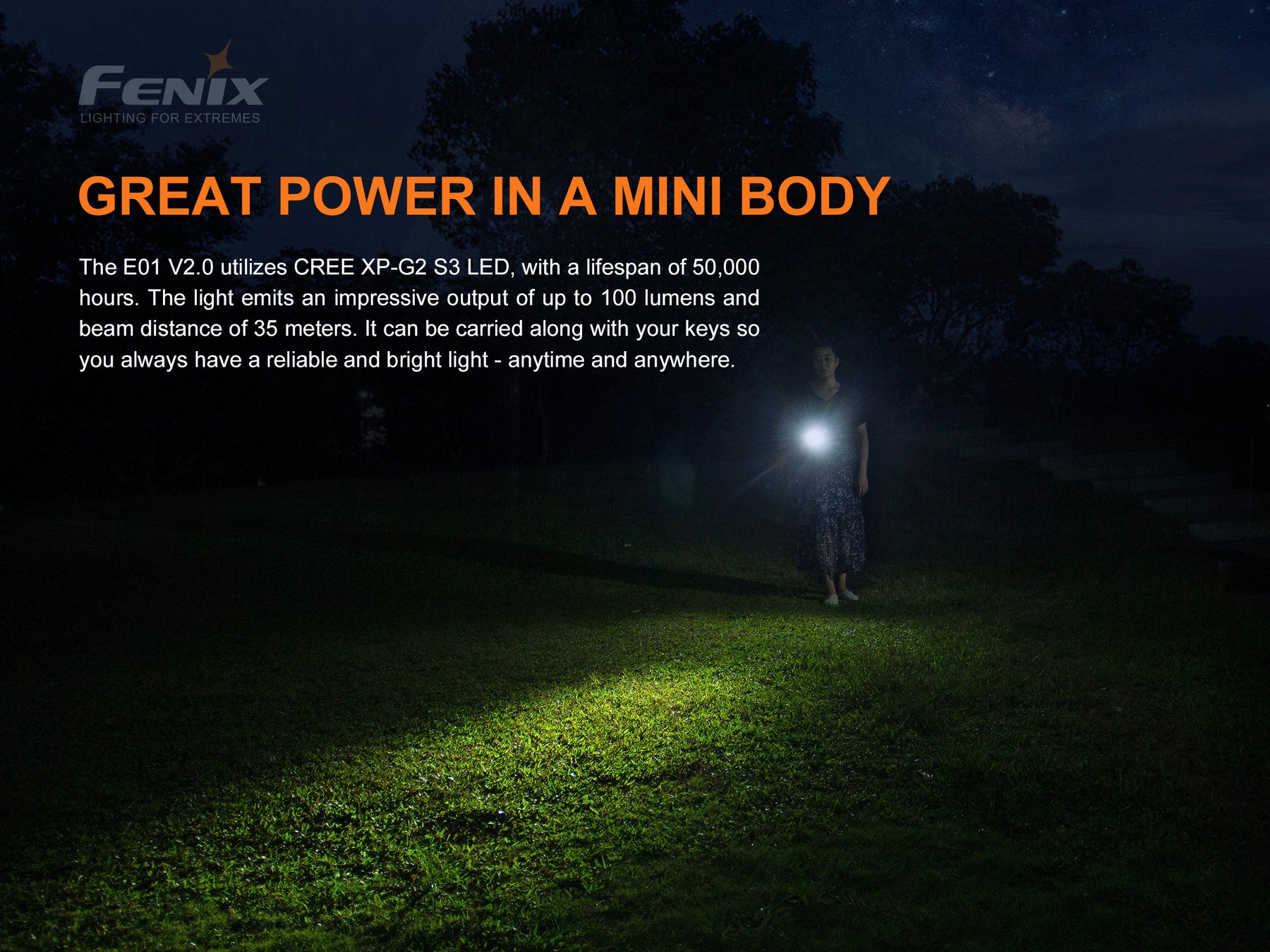 Fenix E01 V2.0 Keychain Flashlight (100 Lumens) (2 Versions)